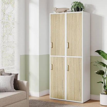 75.39-Inch Wood Storage Cabinet, Tall Floor Cabinet with 2 Doors and 6 Shelves