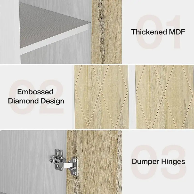 75.39-Inch Wood Storage Cabinet, Tall Floor Cabinet with 2 Doors and 6 Shelves