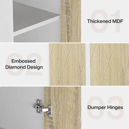 75.39-Inch Wood Storage Cabinet, Tall Floor Cabinet with 2 Doors and 6 Shelves