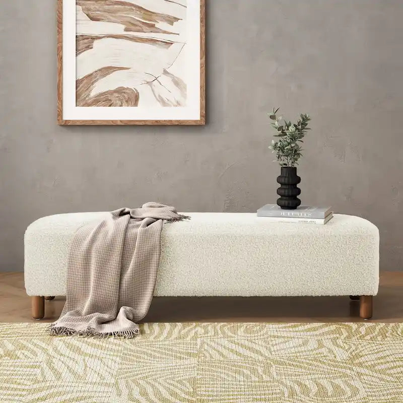 Naci Modern Boucle Ottoman Bench by Christopher Knight Home