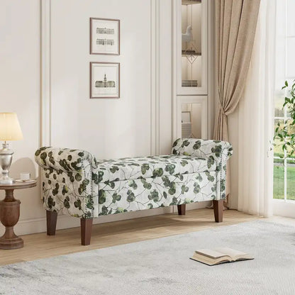 Wallen Traditional Rolled Arm Storage Bench Ottoman with Nailheads