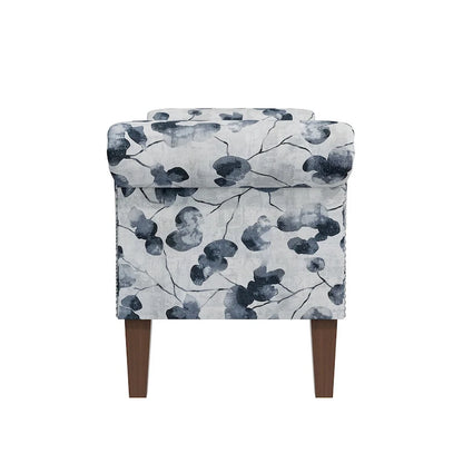 Wallen Traditional Rolled Arm Storage Bench Ottoman with Nailheads