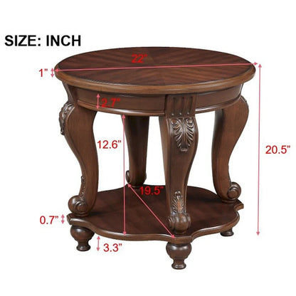 Coffee Table Set, Coffee Table & Two End Side Table 3-Piece Set for Office, Living Room, Chipped White and Cherry Top