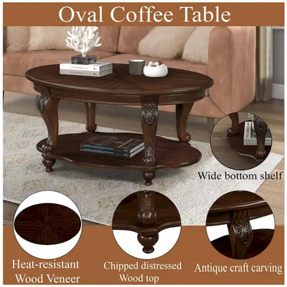 Coffee Table Set, Coffee Table & Two End Side Table 3-Piece Set for Office, Living Room, Chipped White and Cherry Top
