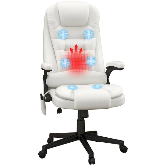 High Back Vibration Massage Office Chair with 6 Vibration Points, Heated Reclining Computer Chair with Armrest and Remote