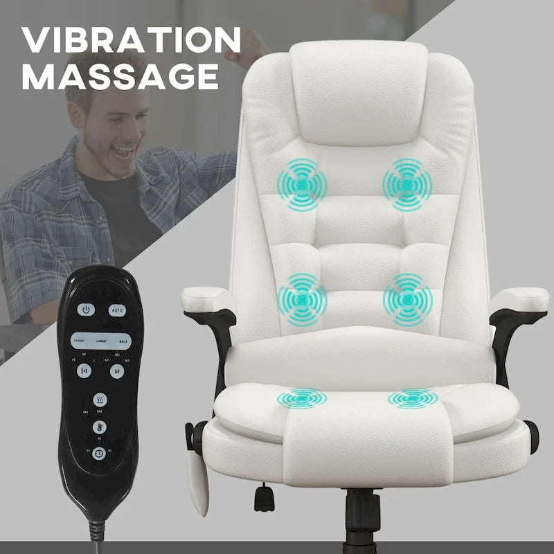 High Back Vibration Massage Office Chair with 6 Vibration Points, Heated Reclining Computer Chair with Armrest and Remote