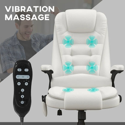 High Back Vibration Massage Office Chair with 6 Vibration Points, Heated Reclining Computer Chair with Armrest and Remote