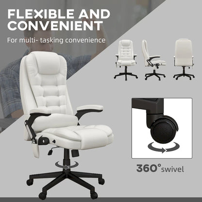 High Back Vibration Massage Office Chair with 6 Vibration Points, Heated Reclining Computer Chair with Armrest and Remote