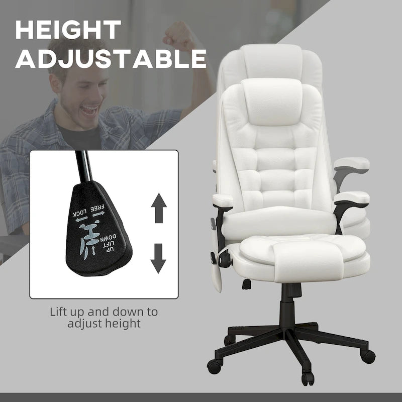 High Back Vibration Massage Office Chair with 6 Vibration Points, Heated Reclining Computer Chair with Armrest and Remote