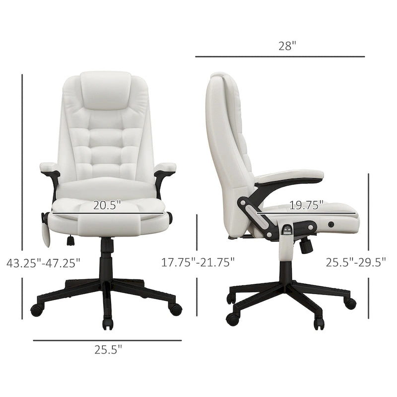 High Back Vibration Massage Office Chair with 6 Vibration Points, Heated Reclining Computer Chair with Armrest and Remote