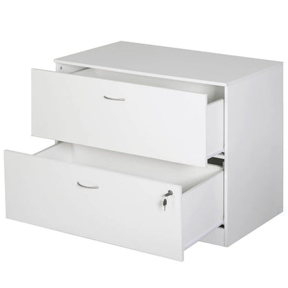 30 Wooden Lateral File Cabinet with Two Spacious Drawers, One Lockable - Suitable for Home Office, Offering Ample Space